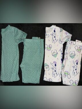 Carter's Girls Two-Piece Pajama Sets in Teal and White Pastel Animal Print